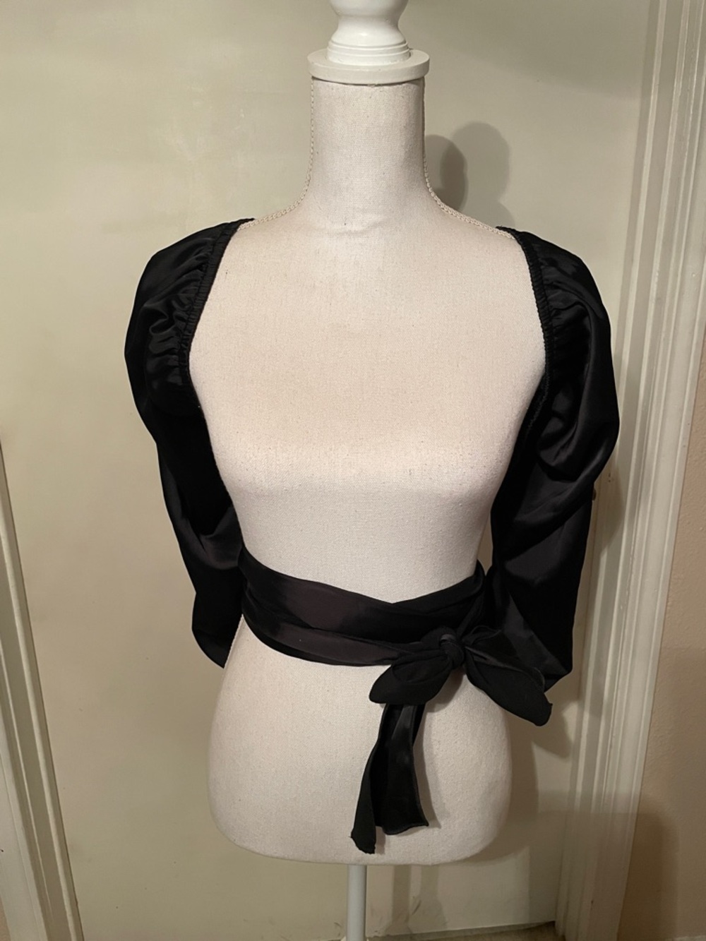 “Shein” Black Satin Wrap Crop Top!